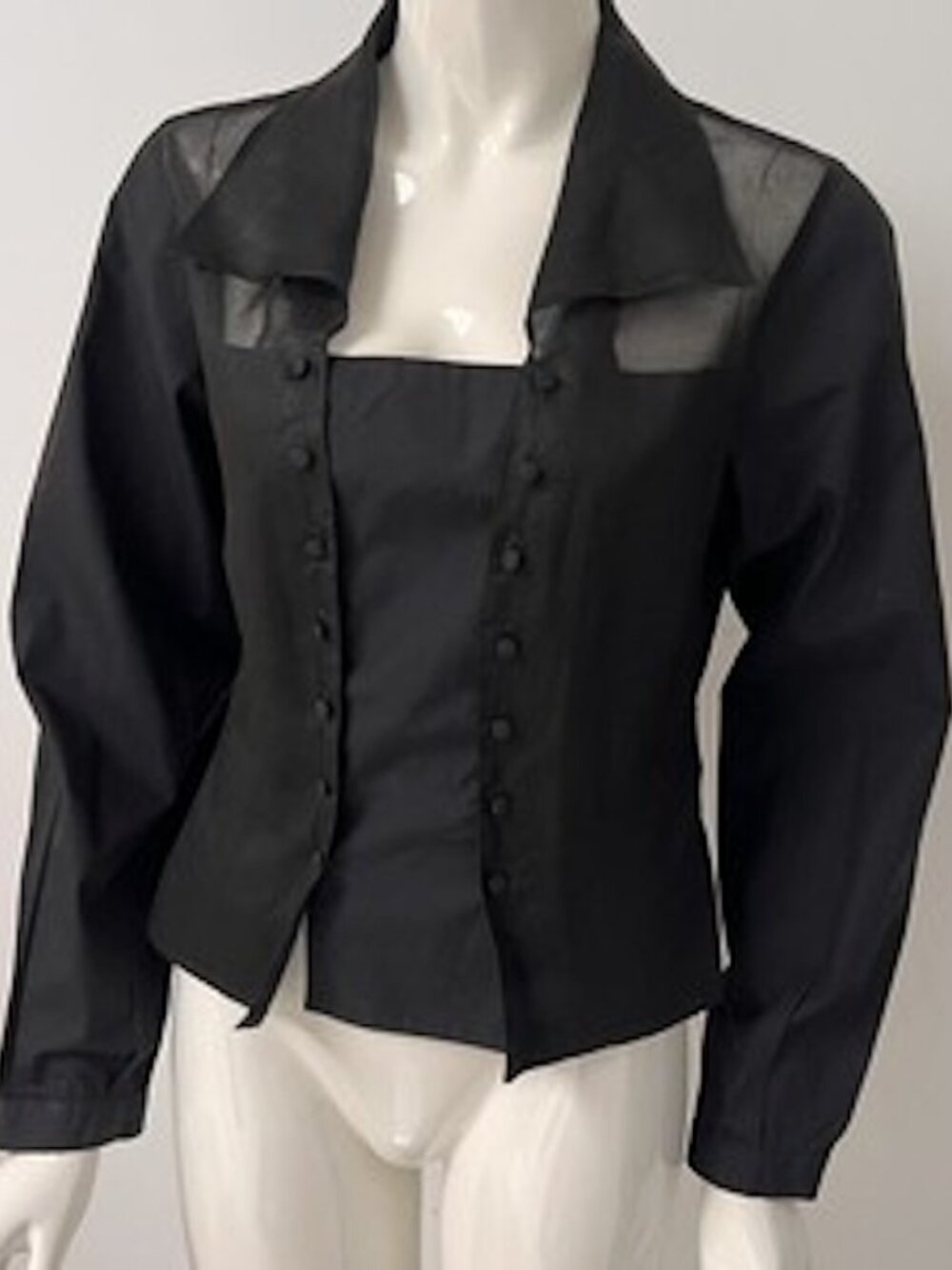 Anne Fontaine - "Naila" 1900's Style Front Placket Blouse, Voile Collar - 4